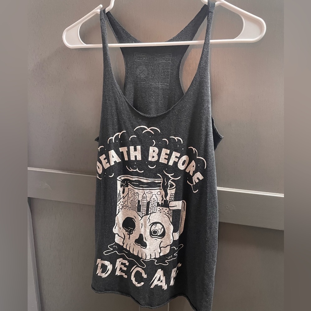 Death before decaf workout tank